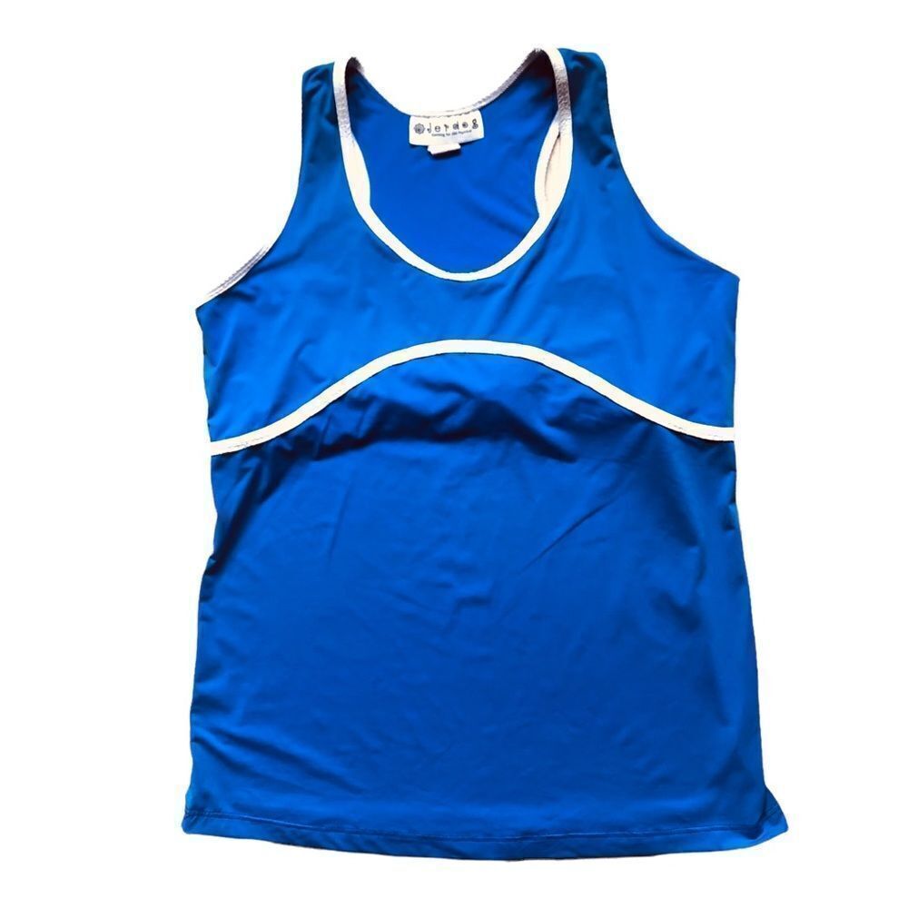 Jerdog Top Activewear Blue White Raceback Tank